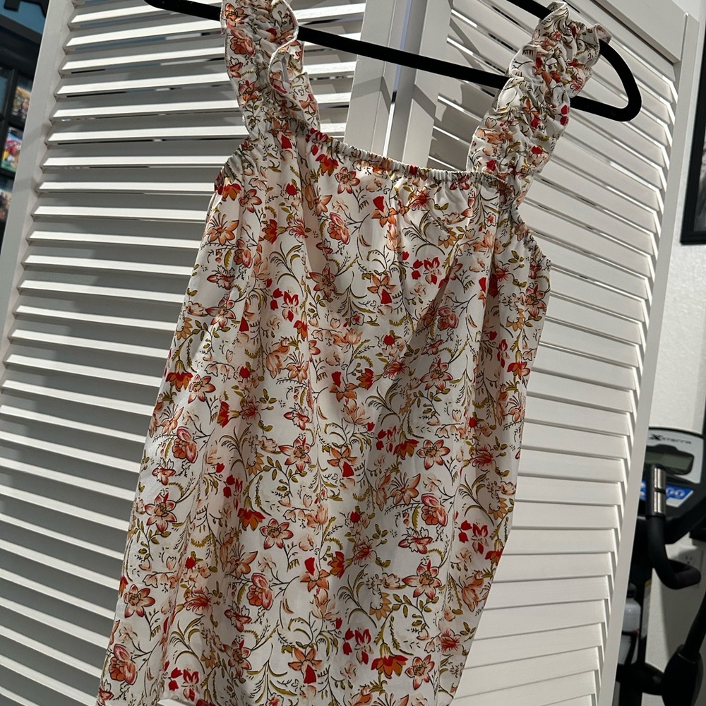 Floral Ruffled Strapped Sleeveless Top